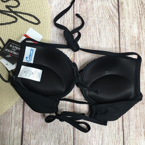 California Waves Black Push-Up Halter Bikini Top Junior Sizing - Picture 6 of 8
